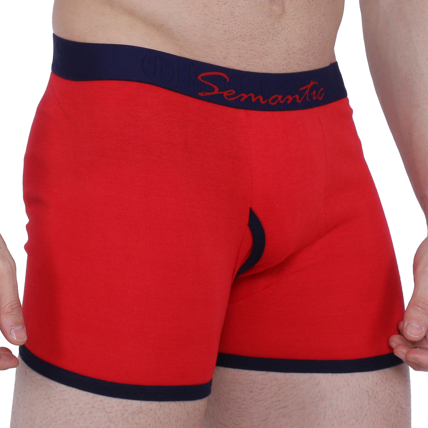 Semantic Cotton Designer Long Trunks (Boxer Briefs) with Fly - Solid - Semantic