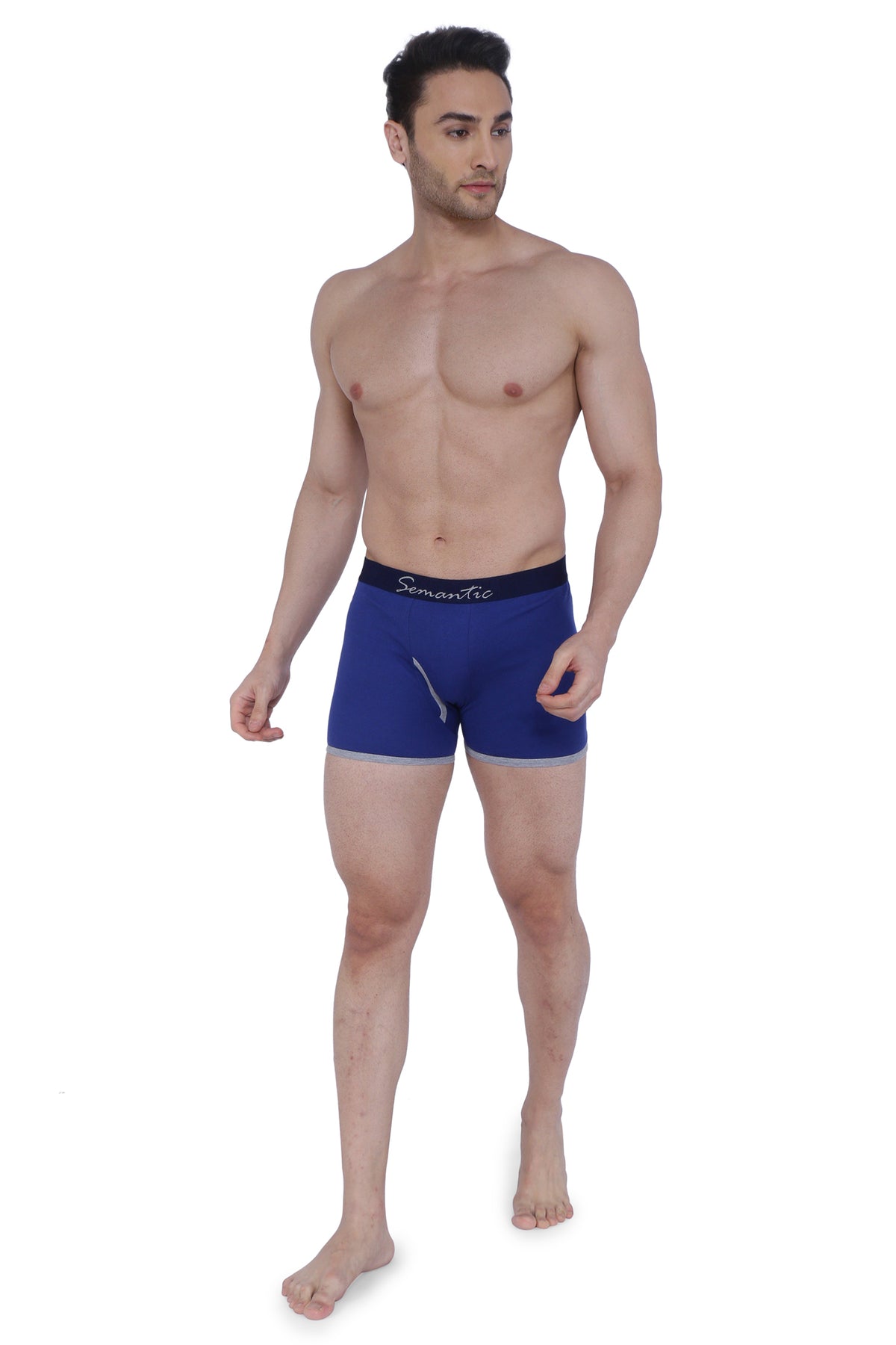 Semantic Cotton Designer Long Trunks (Boxer Briefs) with Fly - Solid