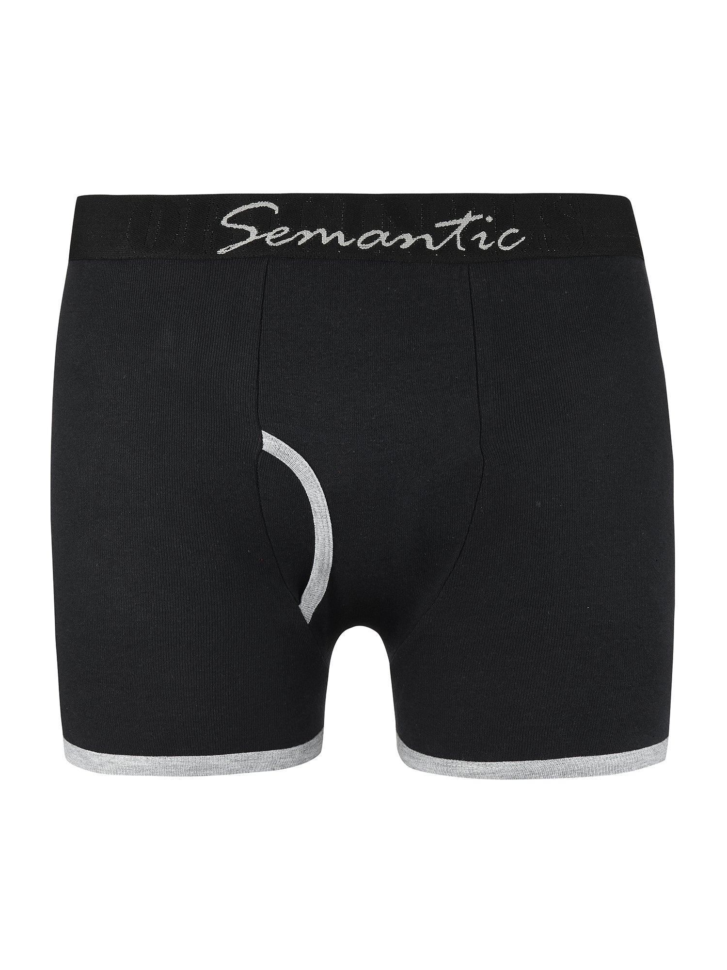 Semantic Cotton Designer Long Trunks (Boxer Briefs) with Fly - Solid