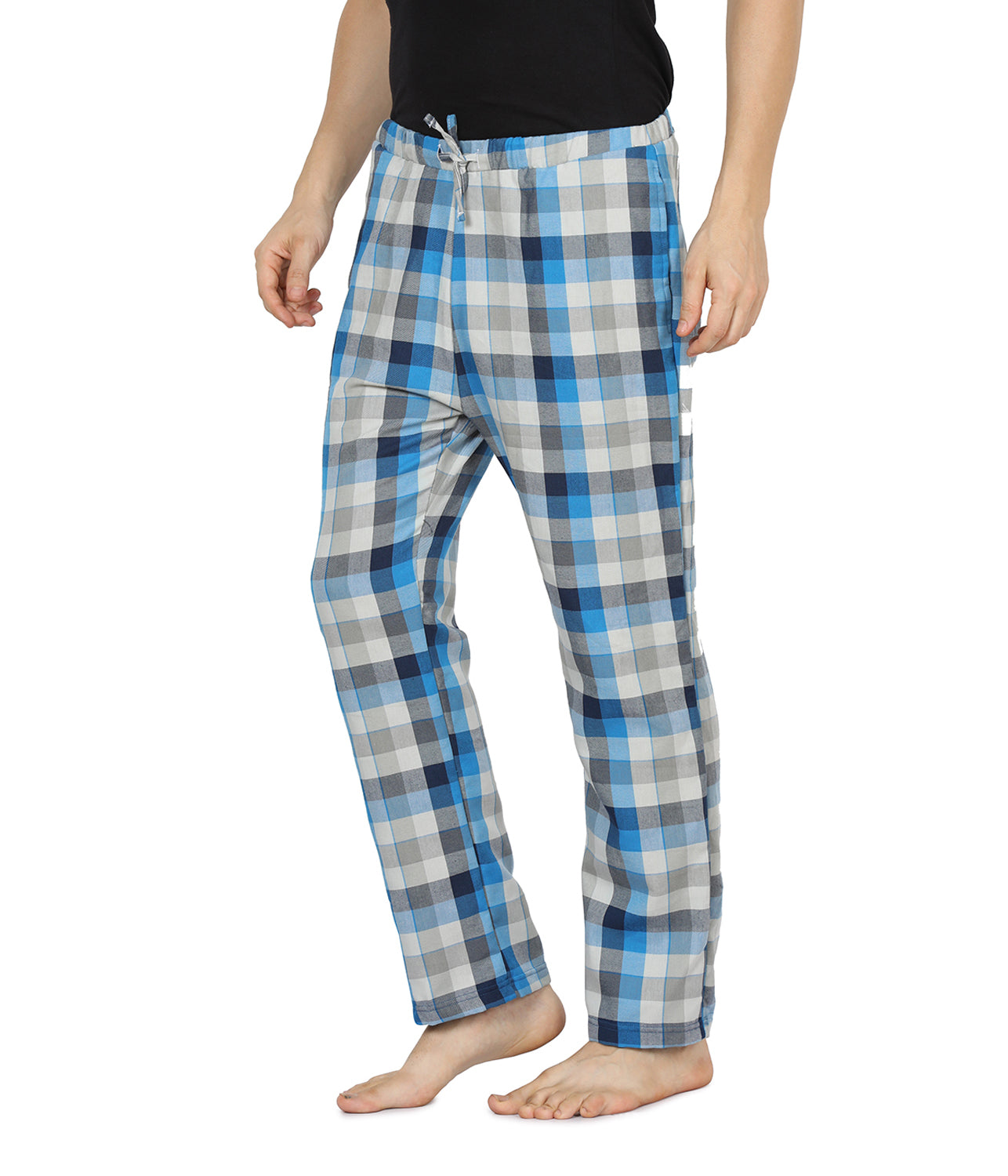 Semantic Mens Grey & Blue Checks Pyjamas - Semantic Store