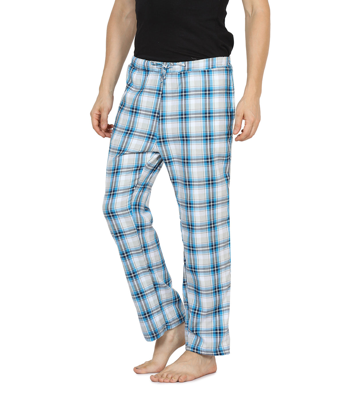 Semantic Mens Blue &amp; Grey Checks Pyjamas - Semantic Store