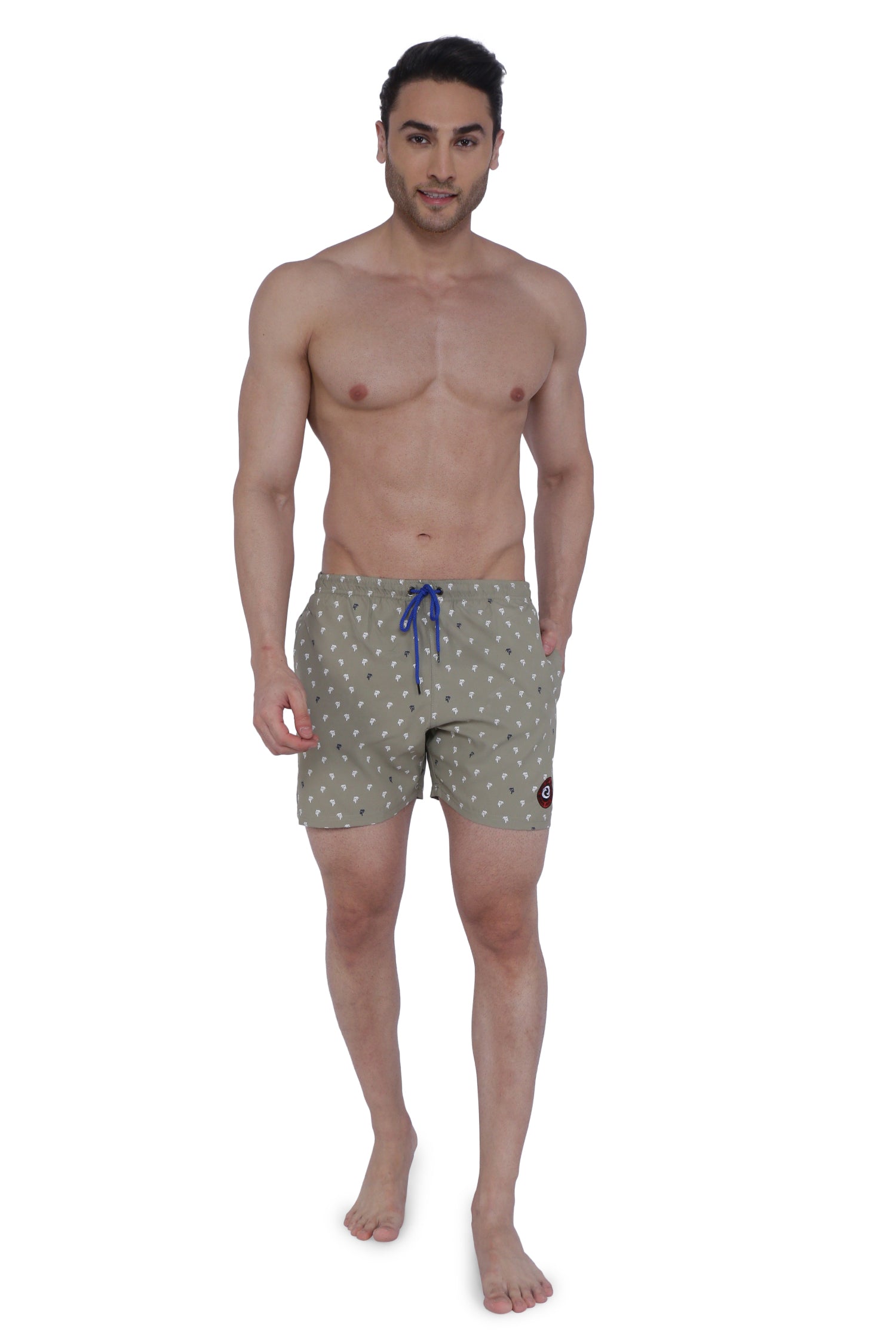 Semantic Designer Microfiber Swimshorts - Khaki Printed - Semantic Store