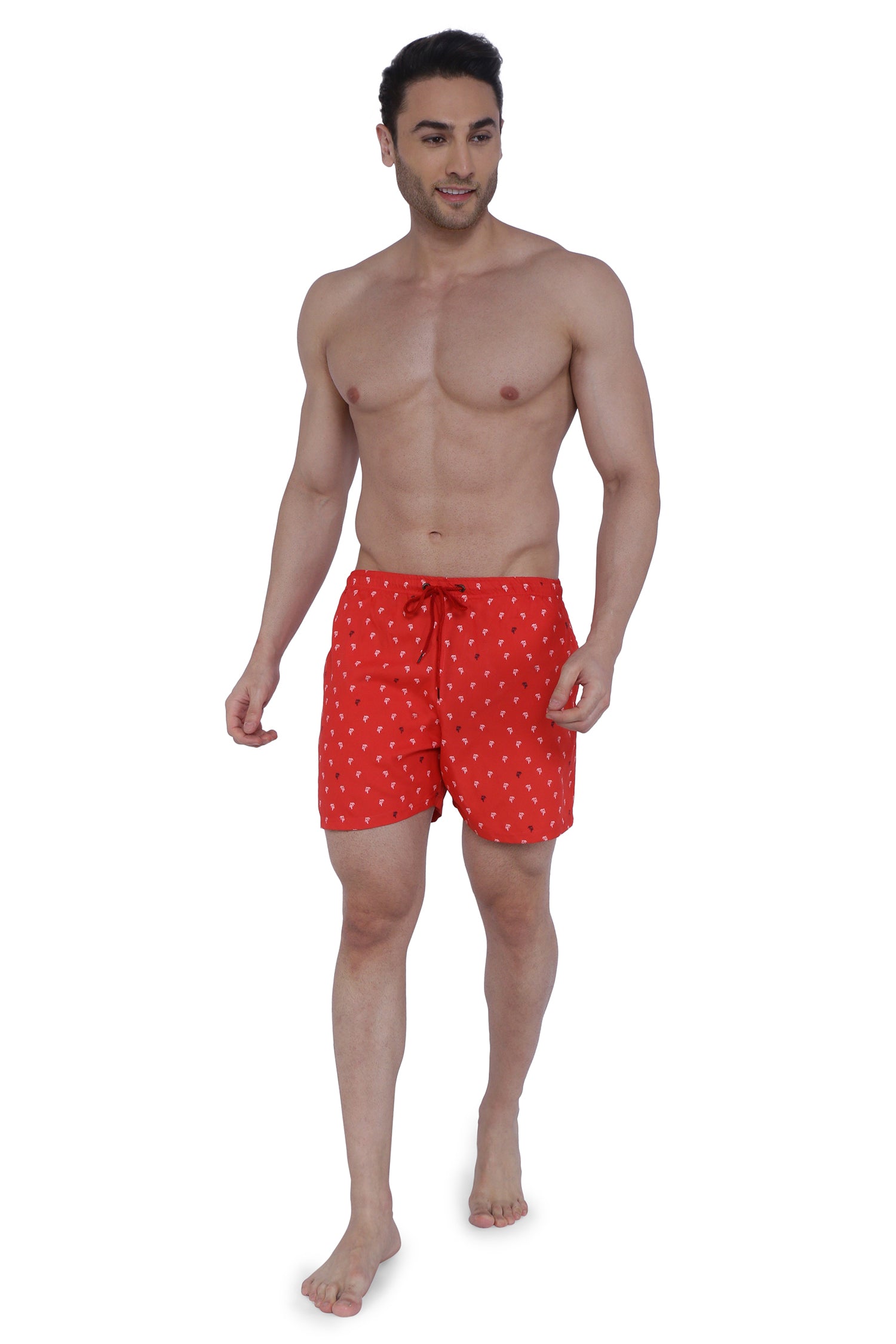 Semantic Designer Microfiber Swimshorts - Red Printed - Semantic Store