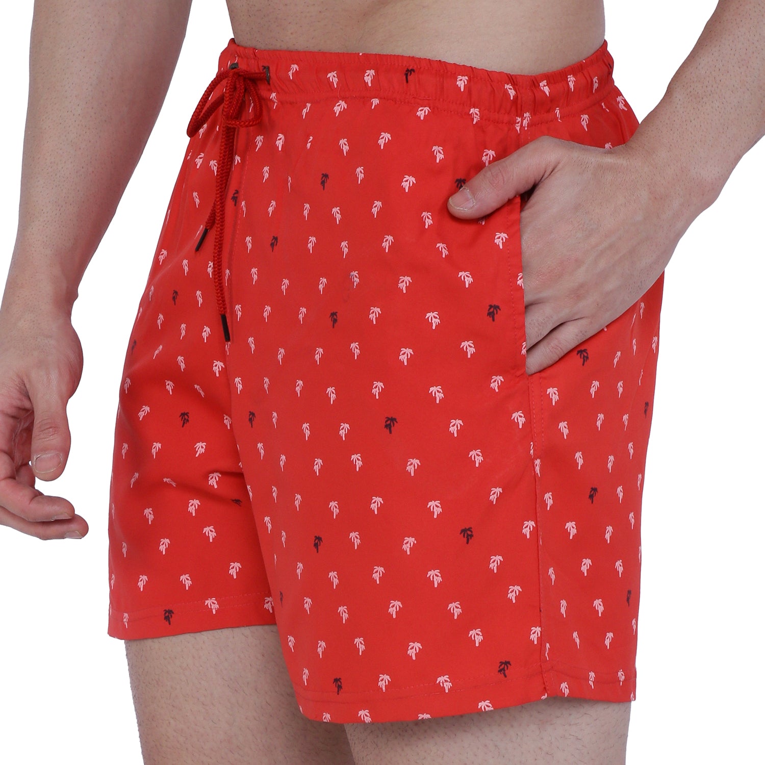 Semantic Designer Microfiber Swimshorts - Red Printed - Semantic Store