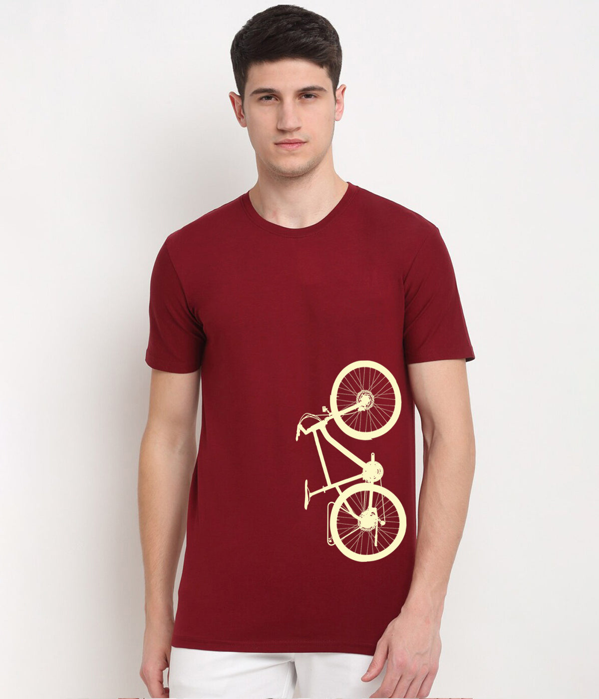 Semantic Half Sleeve Cotton T-shirt - Printed Bicycle