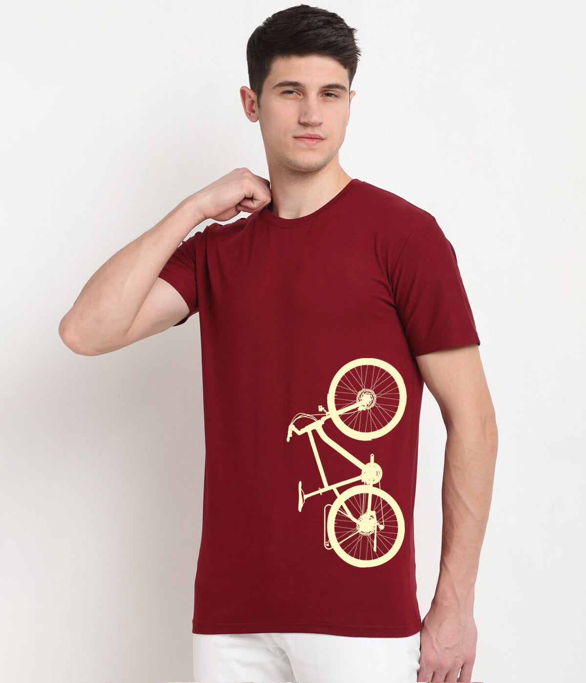 Semantic Half Sleeve Cotton T-shirt - Printed Bicycle