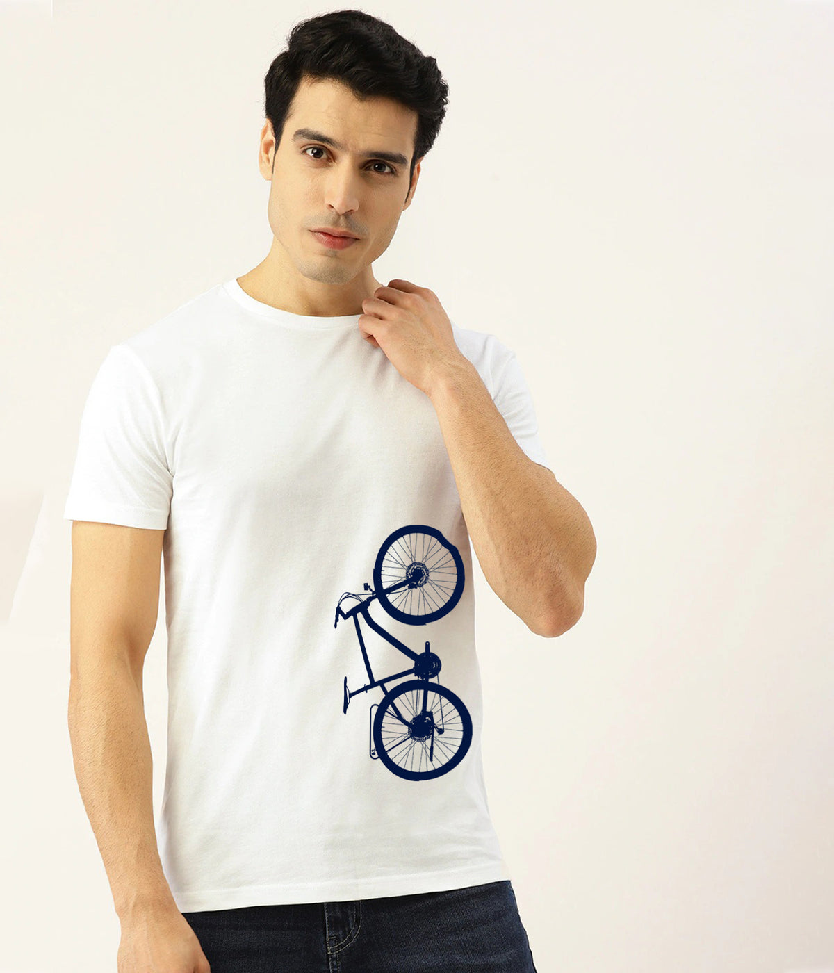 Semantic Half Sleeve Cotton T-shirt - Printed Bicycle
