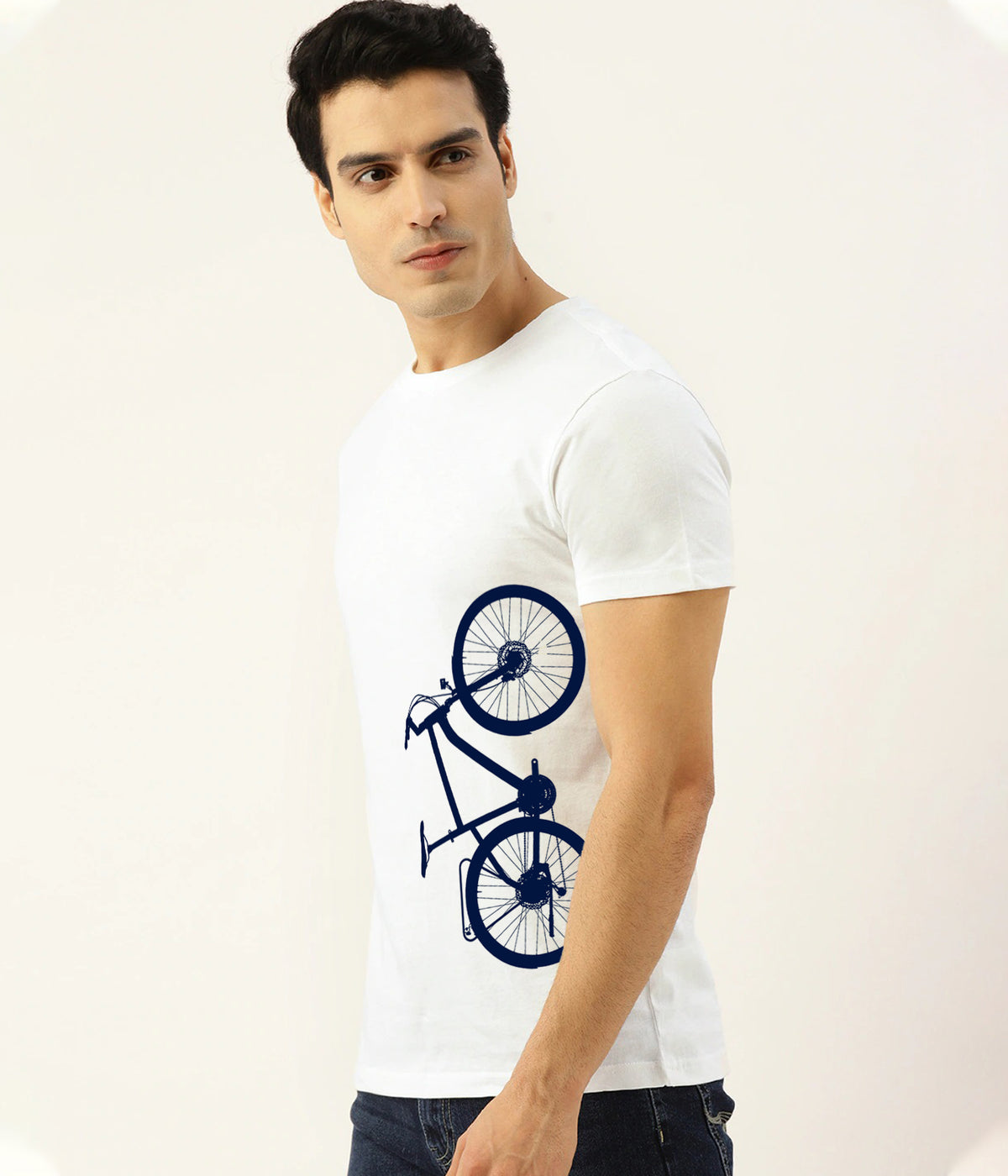Semantic Half Sleeve Cotton T-shirt - Printed Bicycle