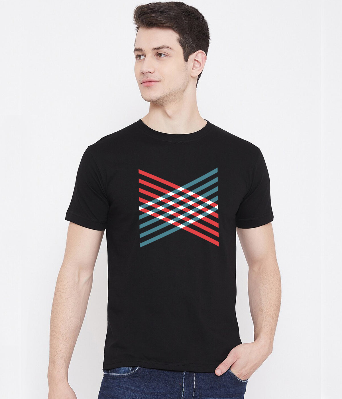Semantic Half Sleeve Cotton T-shirt - Printed Geometric 1