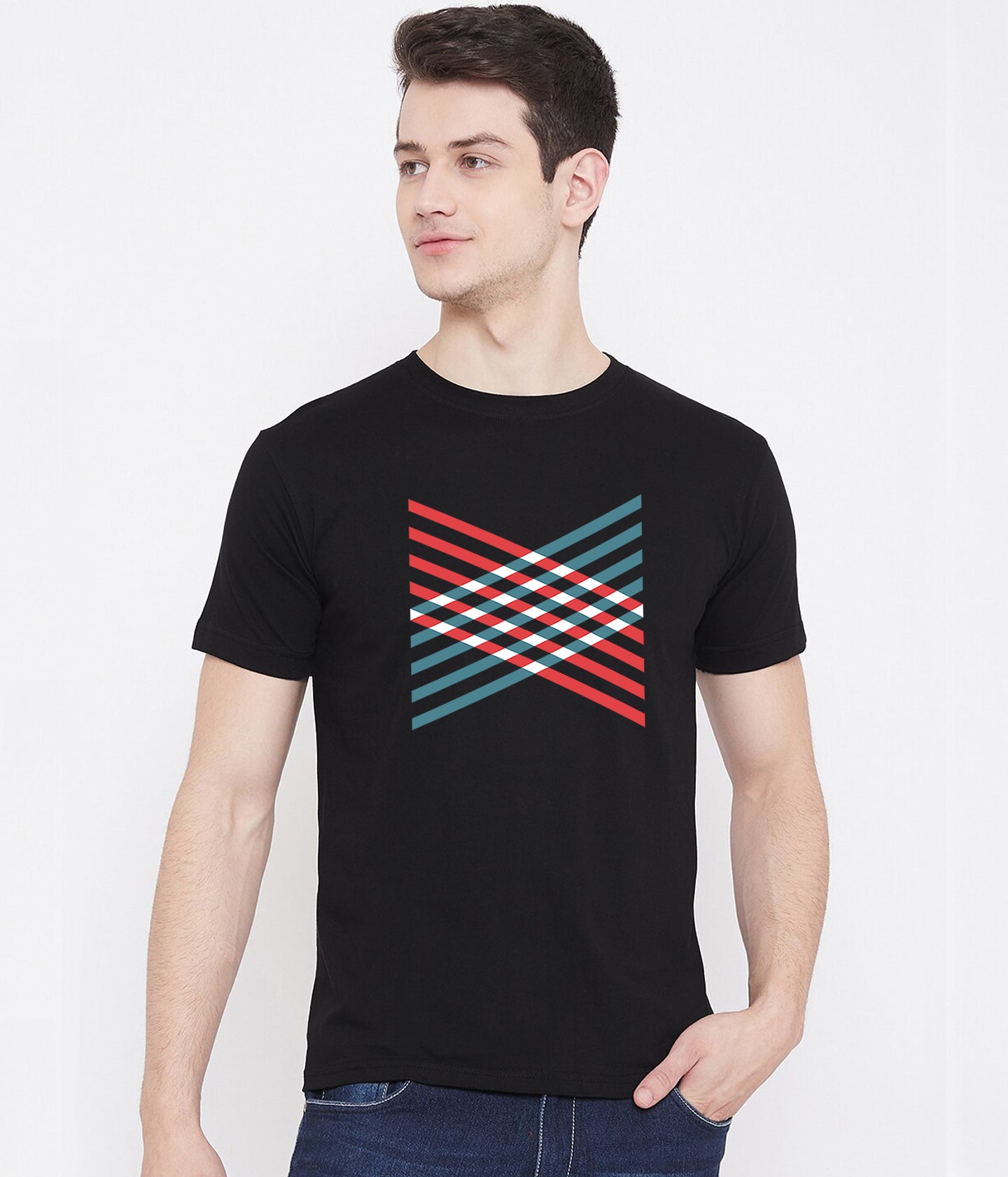 Semantic Half Sleeve Cotton T-shirt - Printed Geometric 1 - Semantic