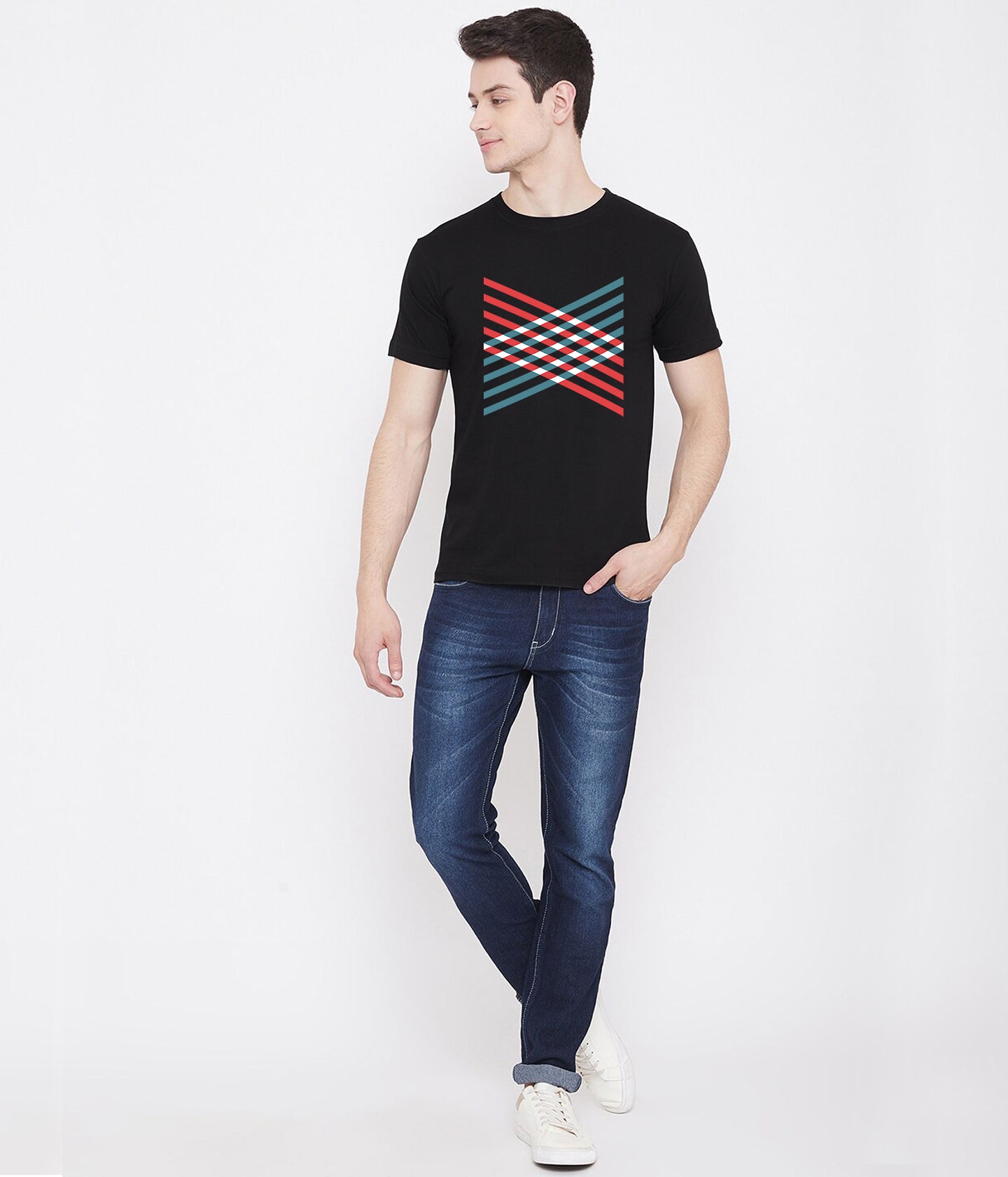 Semantic Half Sleeve Cotton T-shirt - Printed Geometric 1 - Semantic