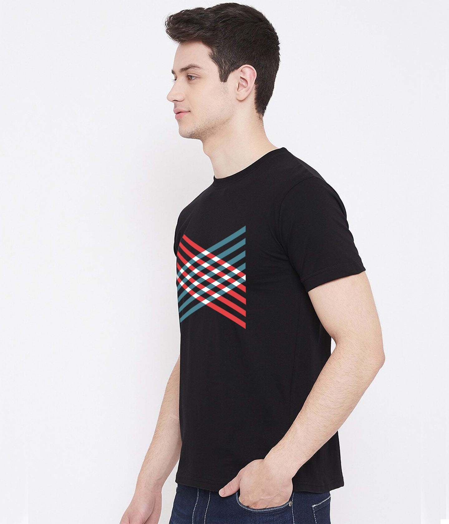 Semantic Half Sleeve Cotton T-shirt - Printed Geometric 1 - Semantic