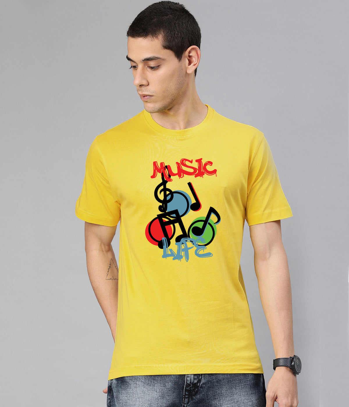 Semantic Graphic Cotton Tshirt - Music Life