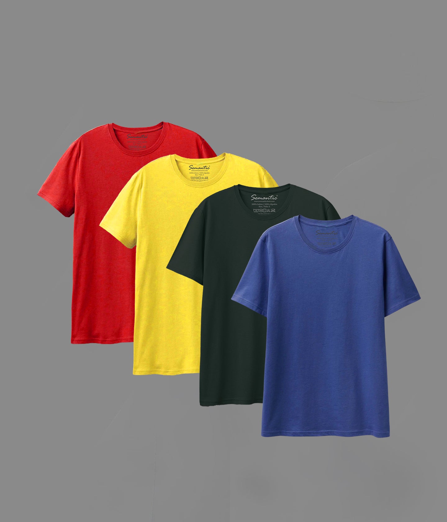 Semantic Half Sleeve Cotton T-shirt - Pack of 4