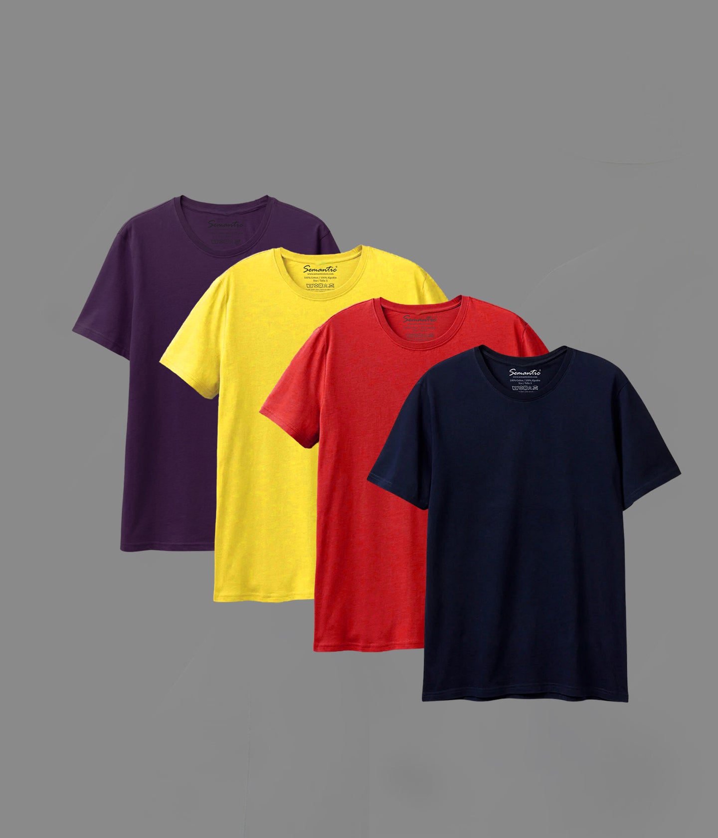 Semantic Half Sleeve Cotton T-shirt - Pack of 4