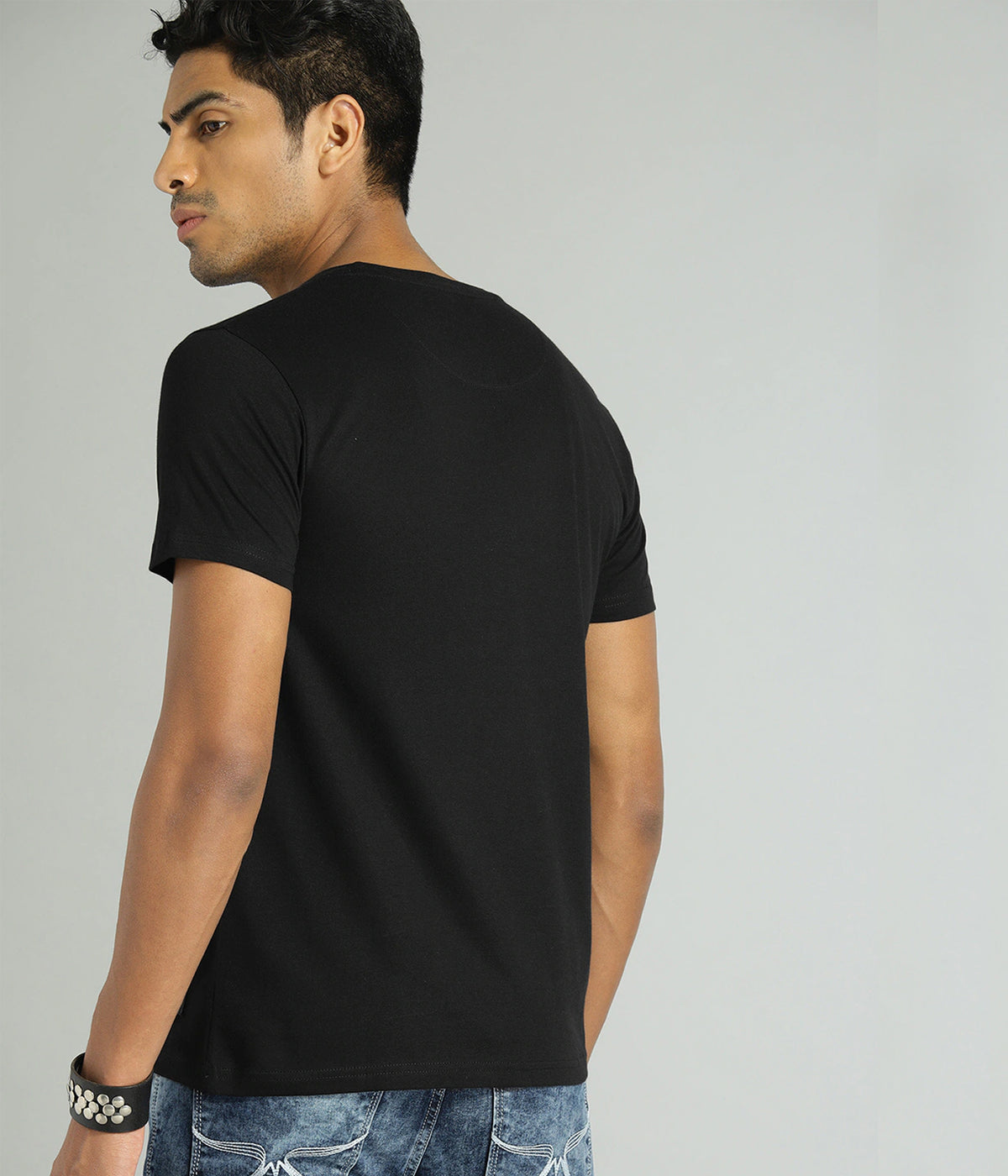 Semantic Graphic Cotton T-shirt - Skeleton Gun