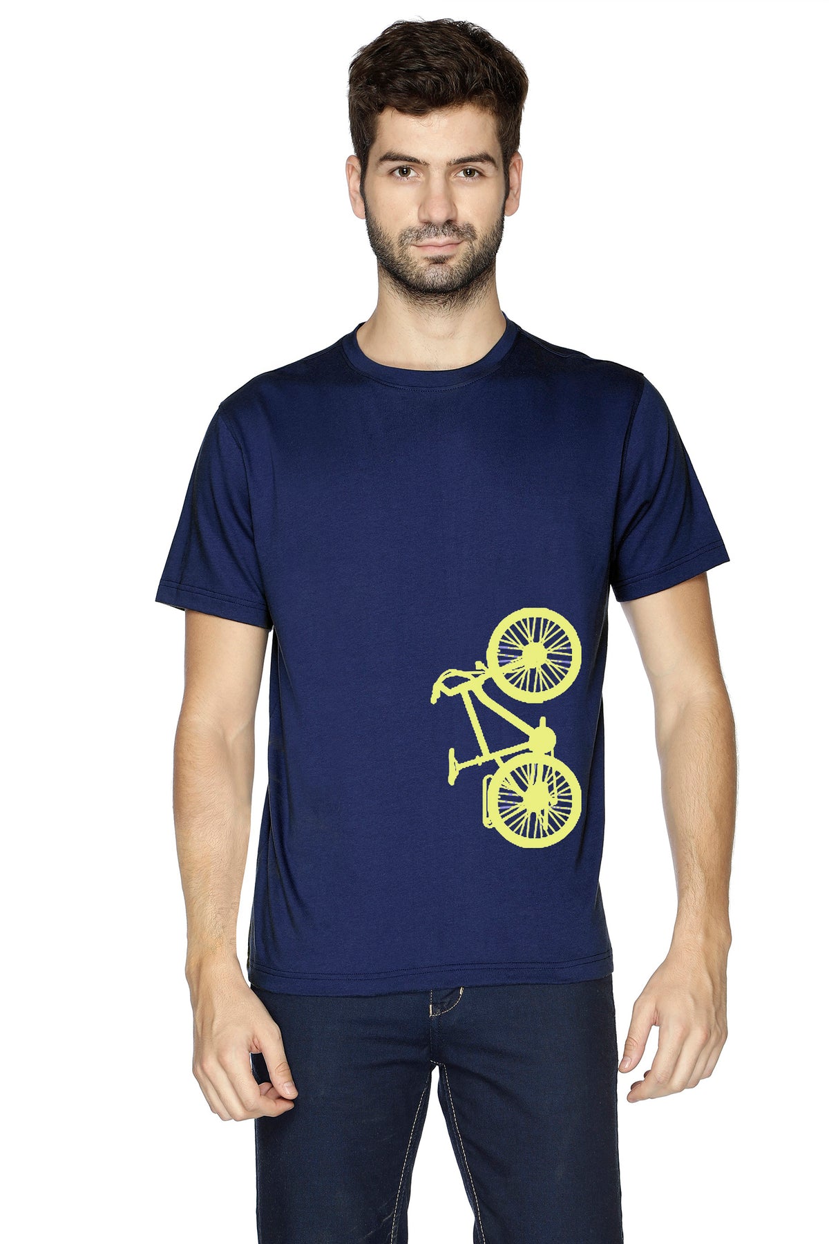 Semantic Half Sleeve Cotton T-shirt - Printed Bicycle