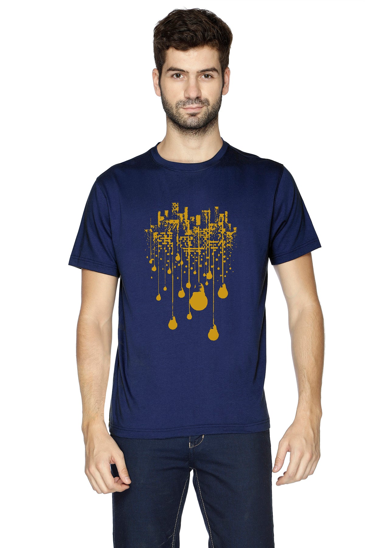 Semantic Half Sleeve Cotton T-shirt - Printed Lights