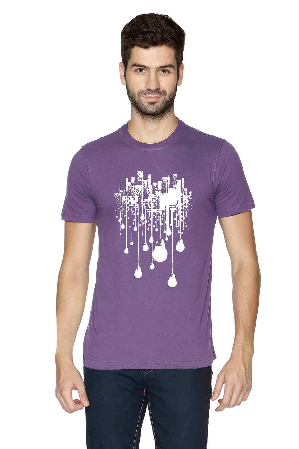 Semantic Half Sleeve Cotton T-shirt - Printed Lights