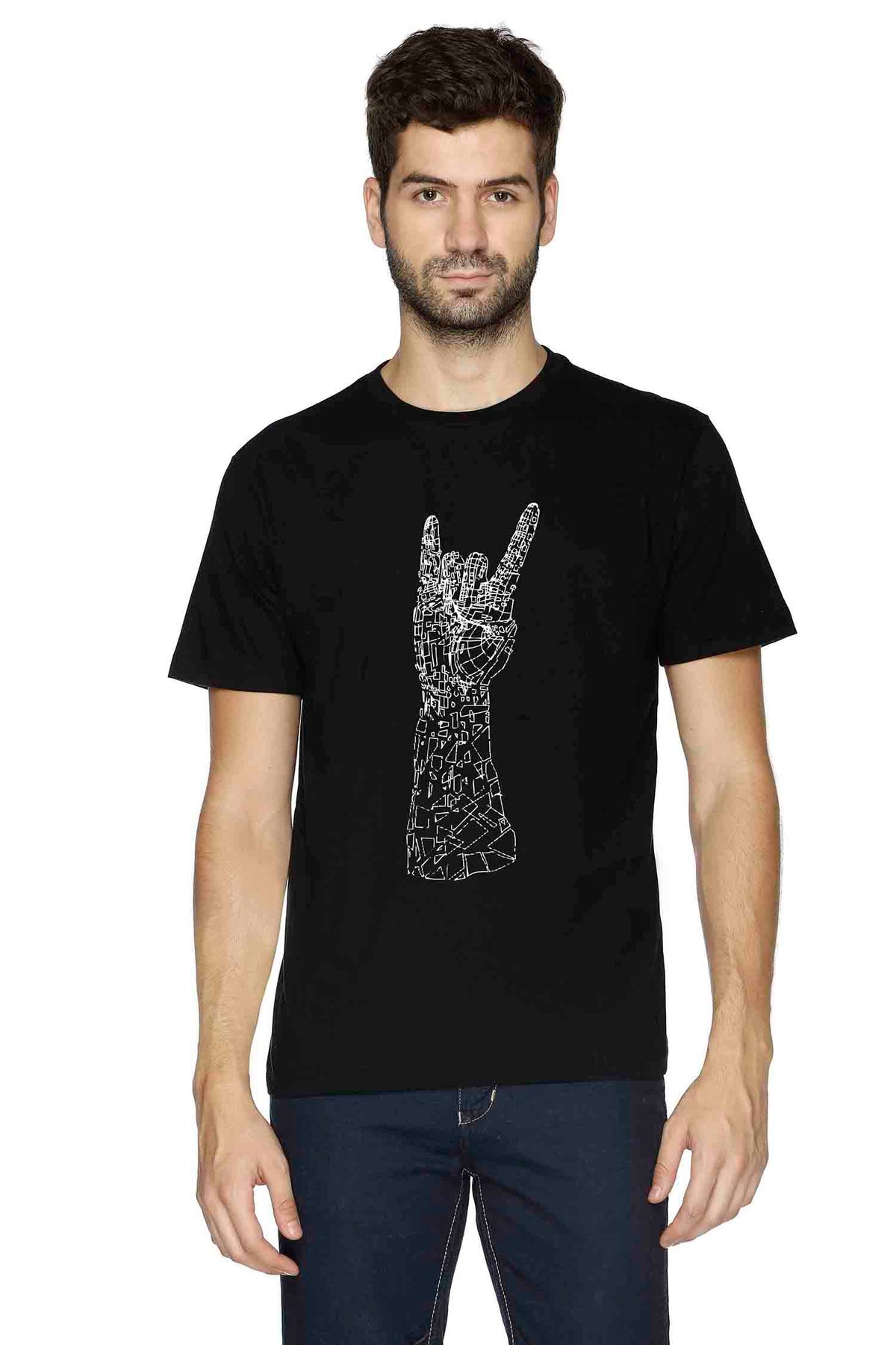 Semantic Half Sleeve Cotton T-shirt - Printed Broken Peace
