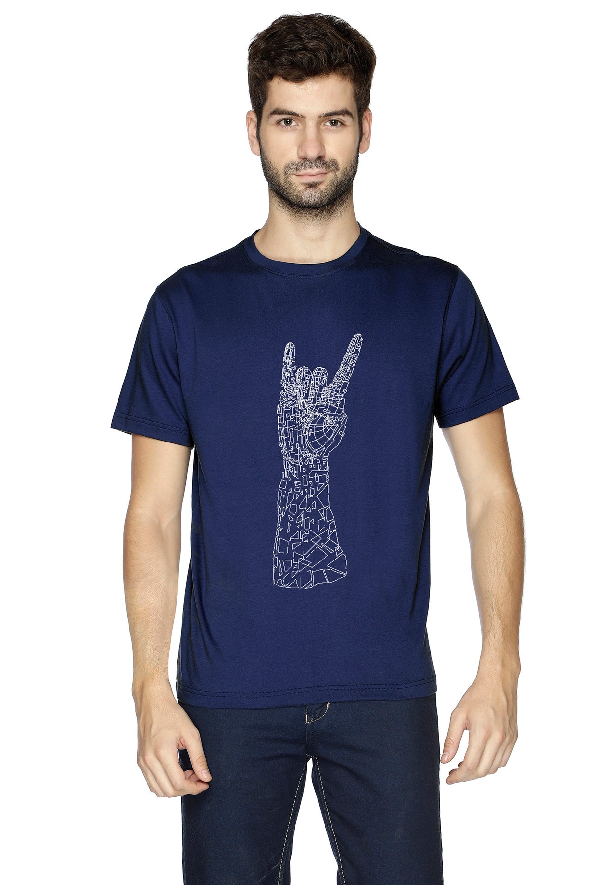 Semantic Half Sleeve Cotton T-shirt - Printed Broken Peace