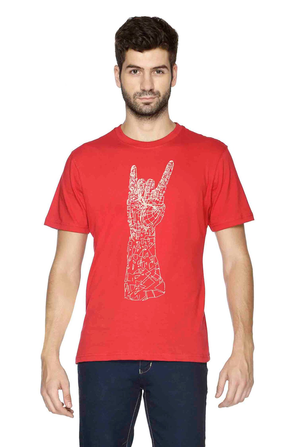 Semantic Half Sleeve Cotton T-shirt - Printed Broken Peace