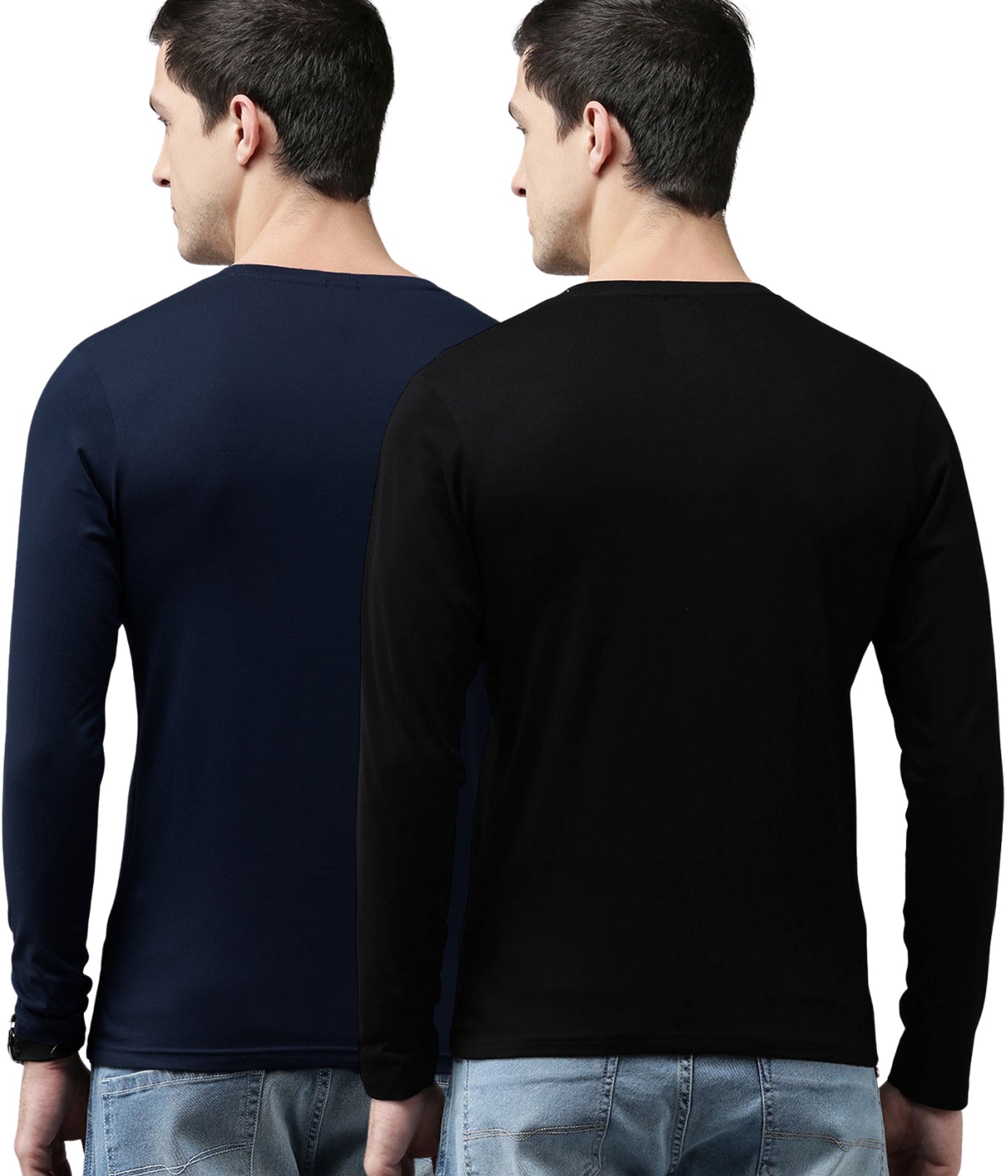 Semantic Full Sleeve Cotton T-shirt - Solid - Pack of 2 - Semantic