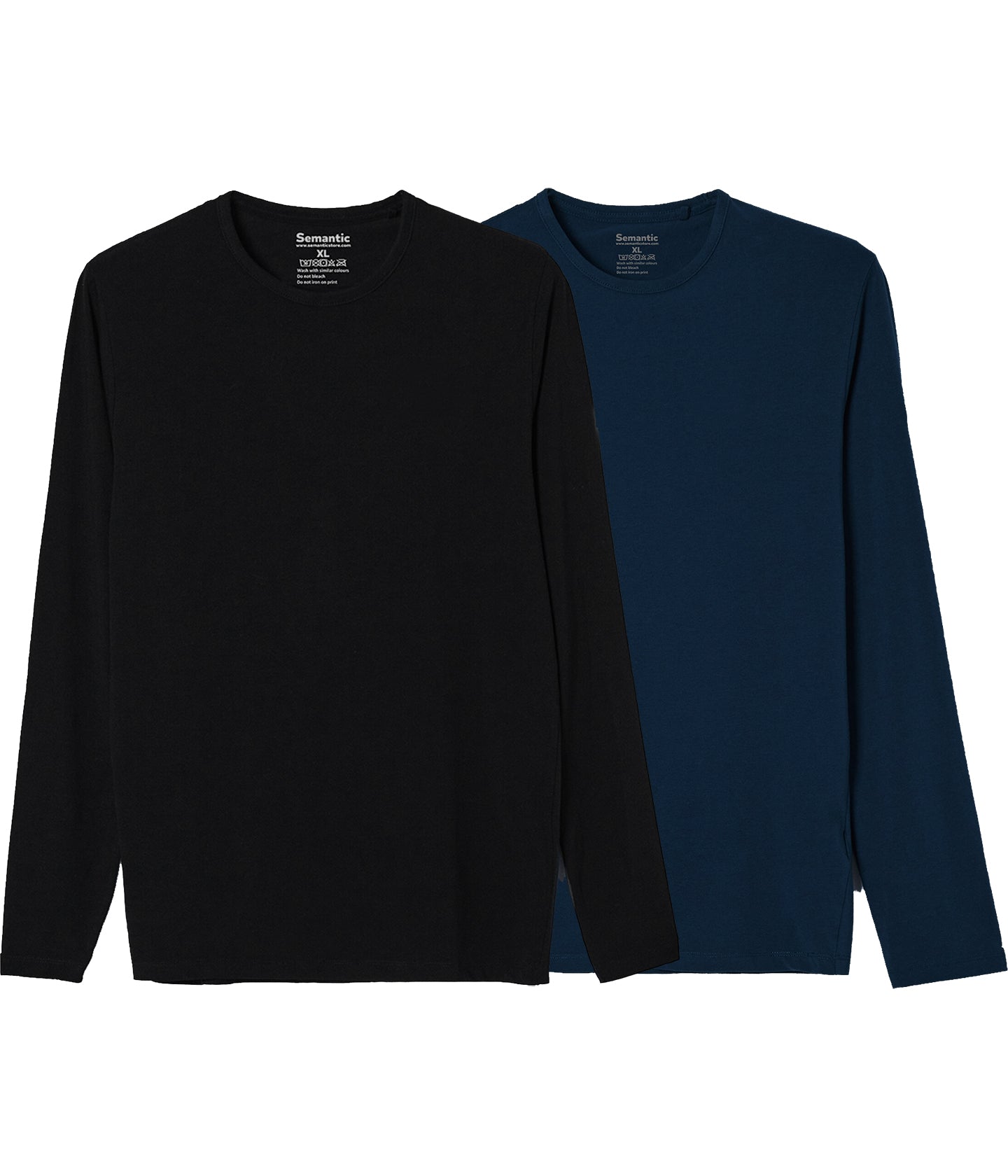 Semantic Full Sleeve Cotton T-shirt - Solid - Pack of 2 - Semantic