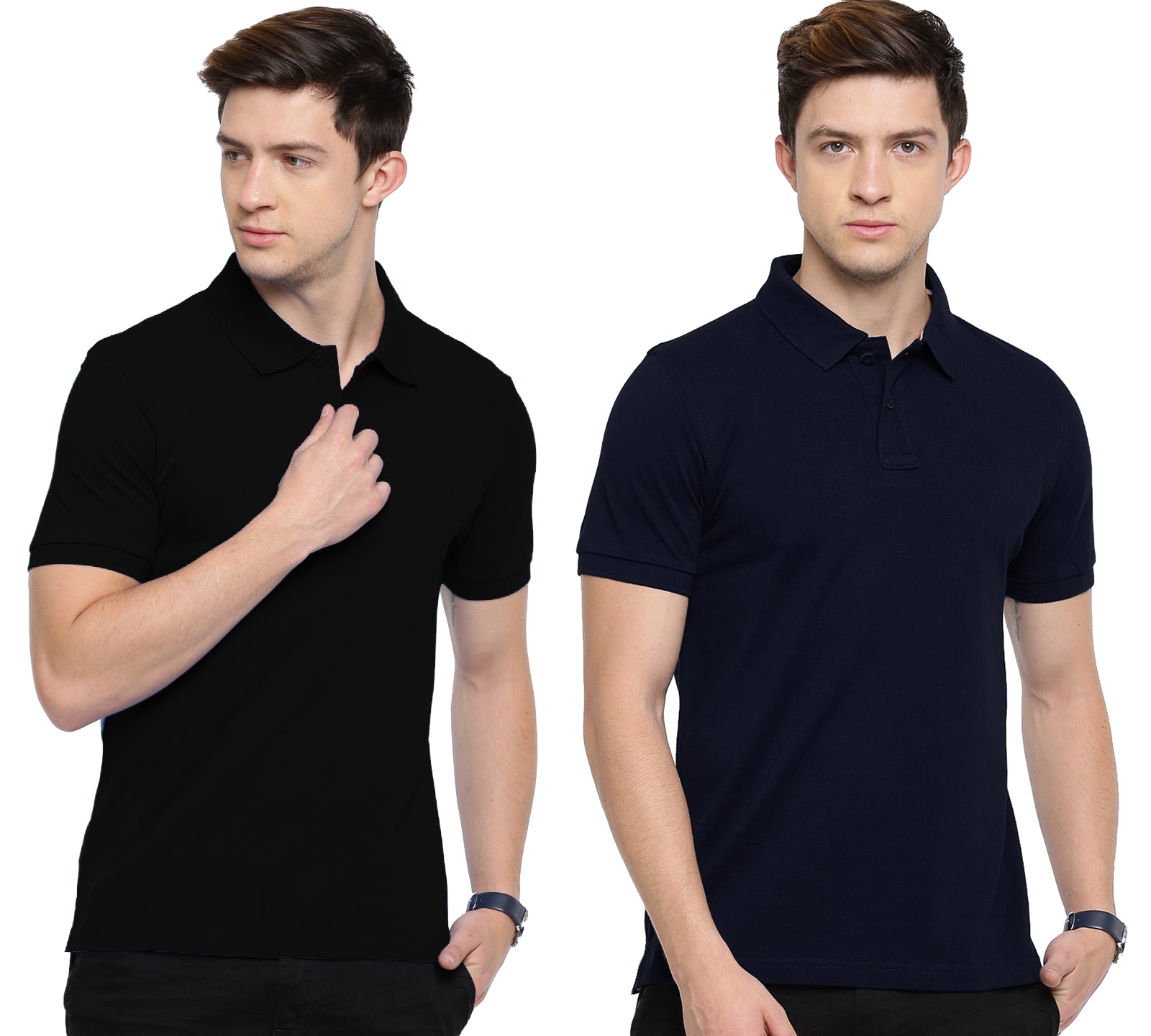 Semantic Cotton Polo Collar T-shirt (Pack of 2)
