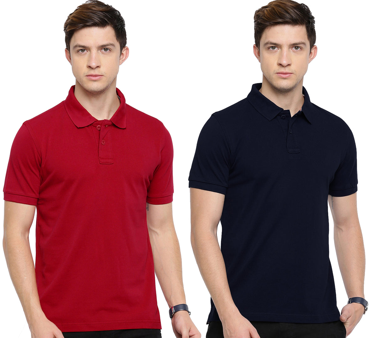 Semantic Cotton Polo Collar T-shirt (Pack of 2)