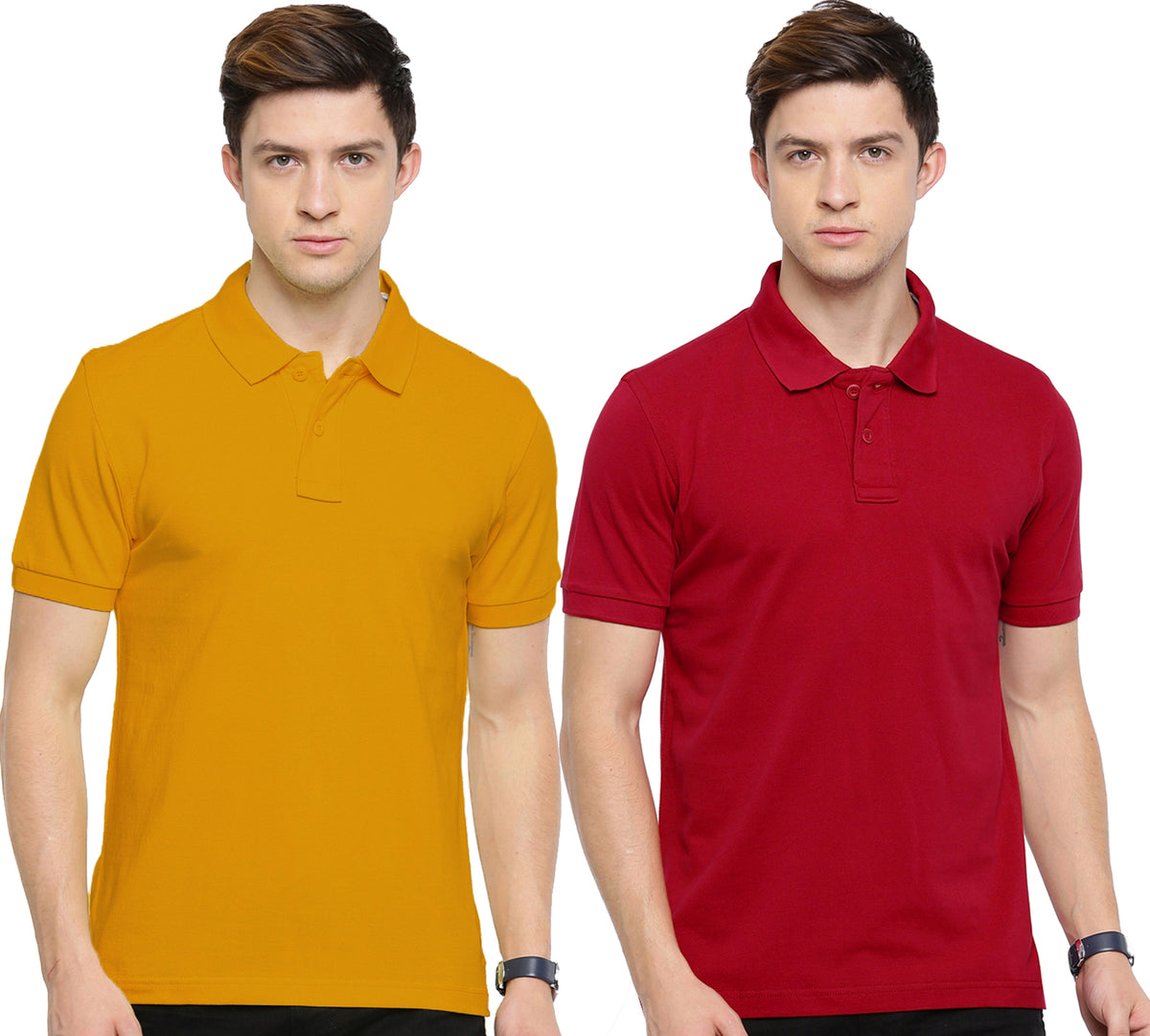 Semantic Cotton Polo Collar T-shirt (Pack of 2)