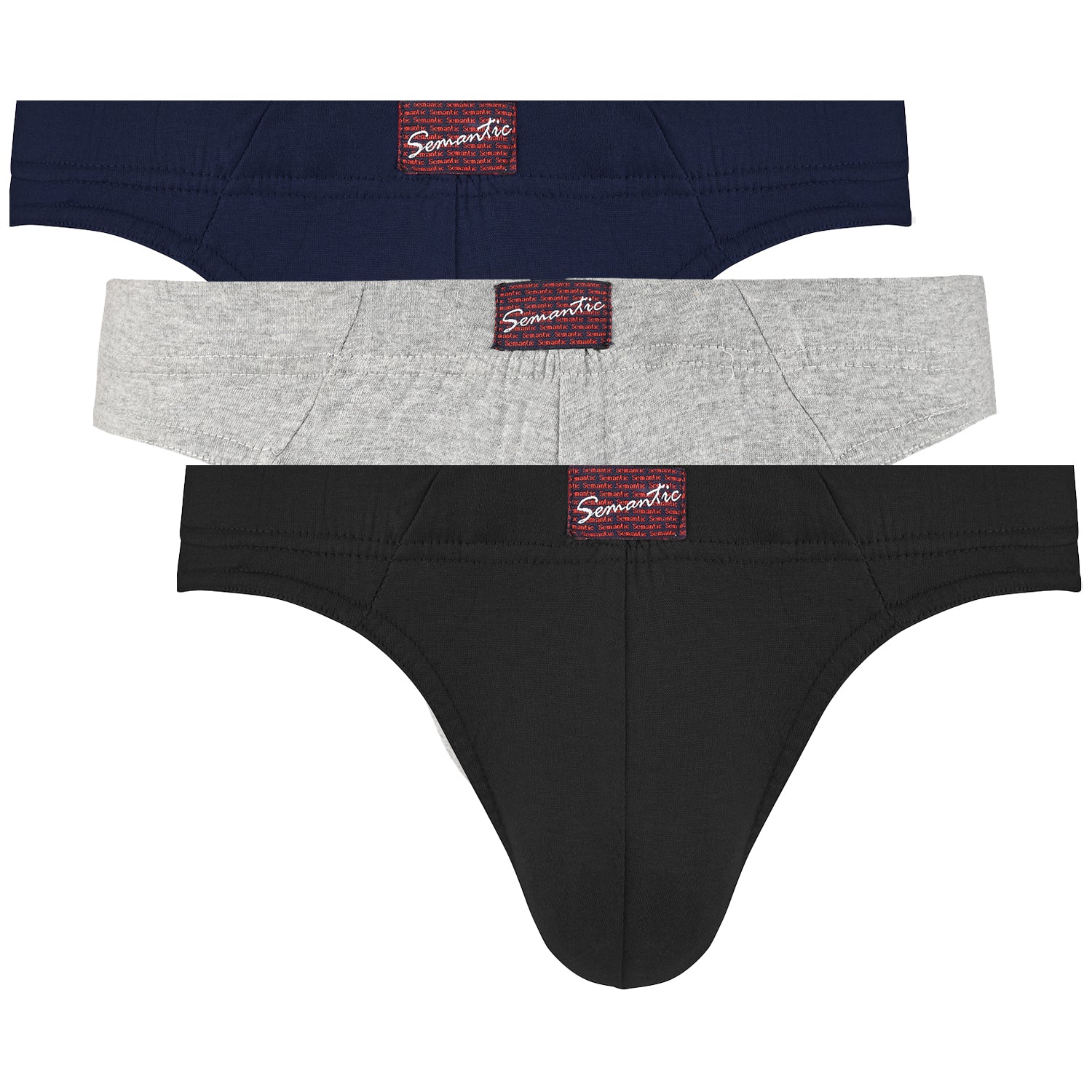 Semantic Cotton Briefs - Inner Waistband - Solid (Pack of 3)
