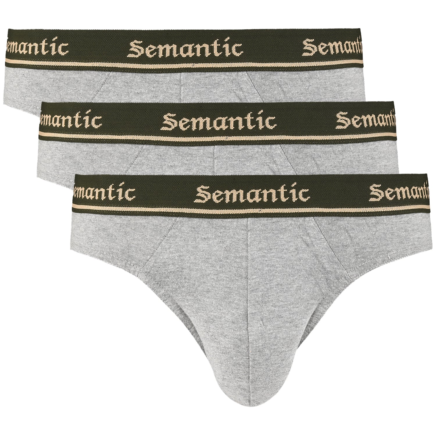 Semantic Cotton Briefs - Designer Waistband - Solid (Pack of 3)