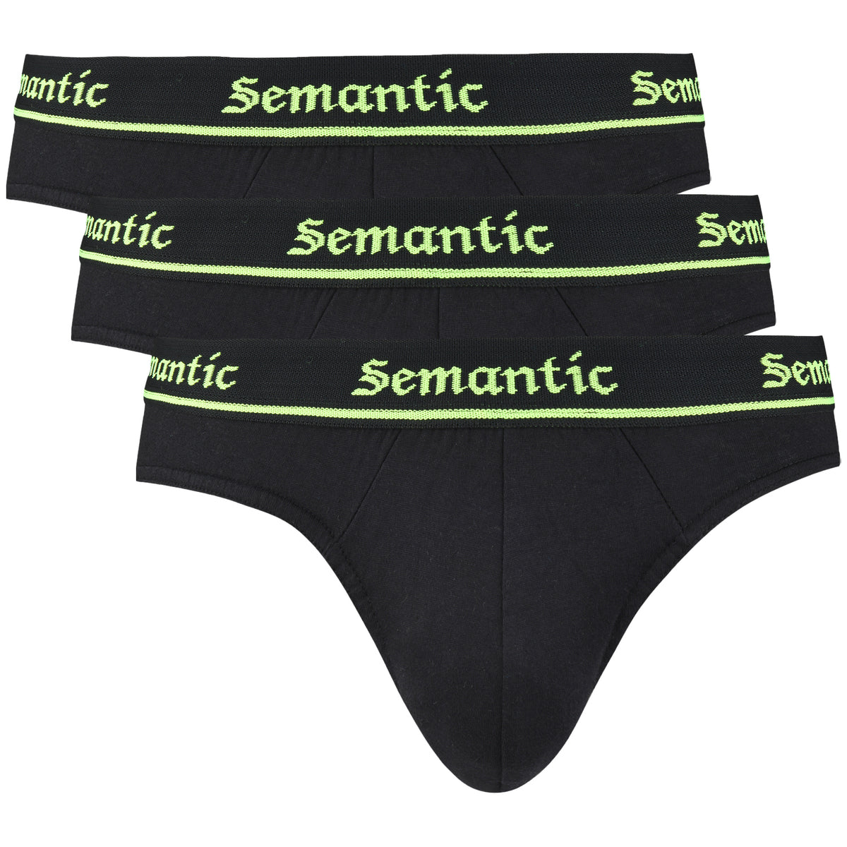 Semantic Cotton Briefs - Designer Waistband - Solid (Pack of 3)