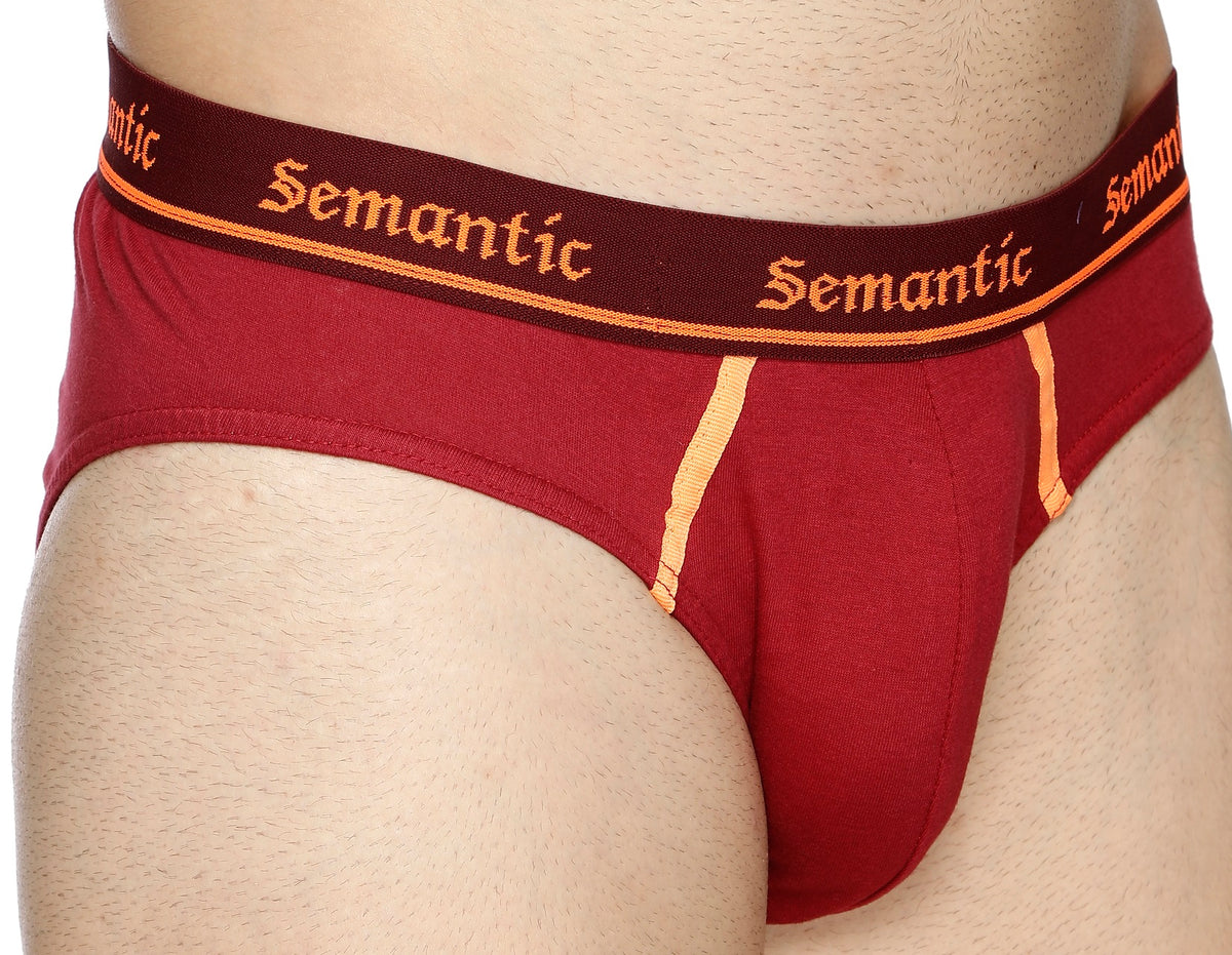 Semantic Cotton Briefs - Designer Waistband with Tape - Solid (Pack of 2)