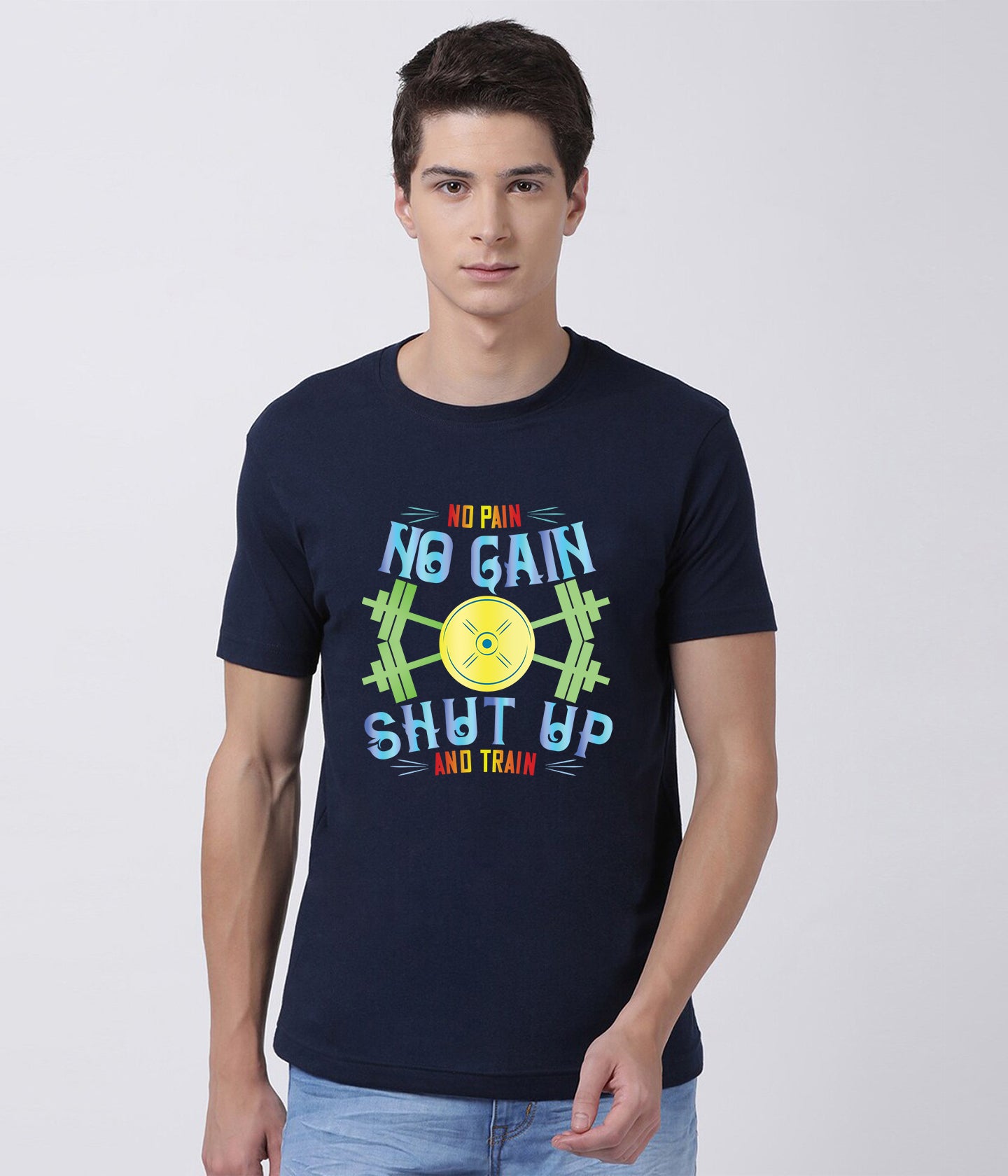 Semantic Graphic Cotton T-shirt - No Pain No Gain - Semantic