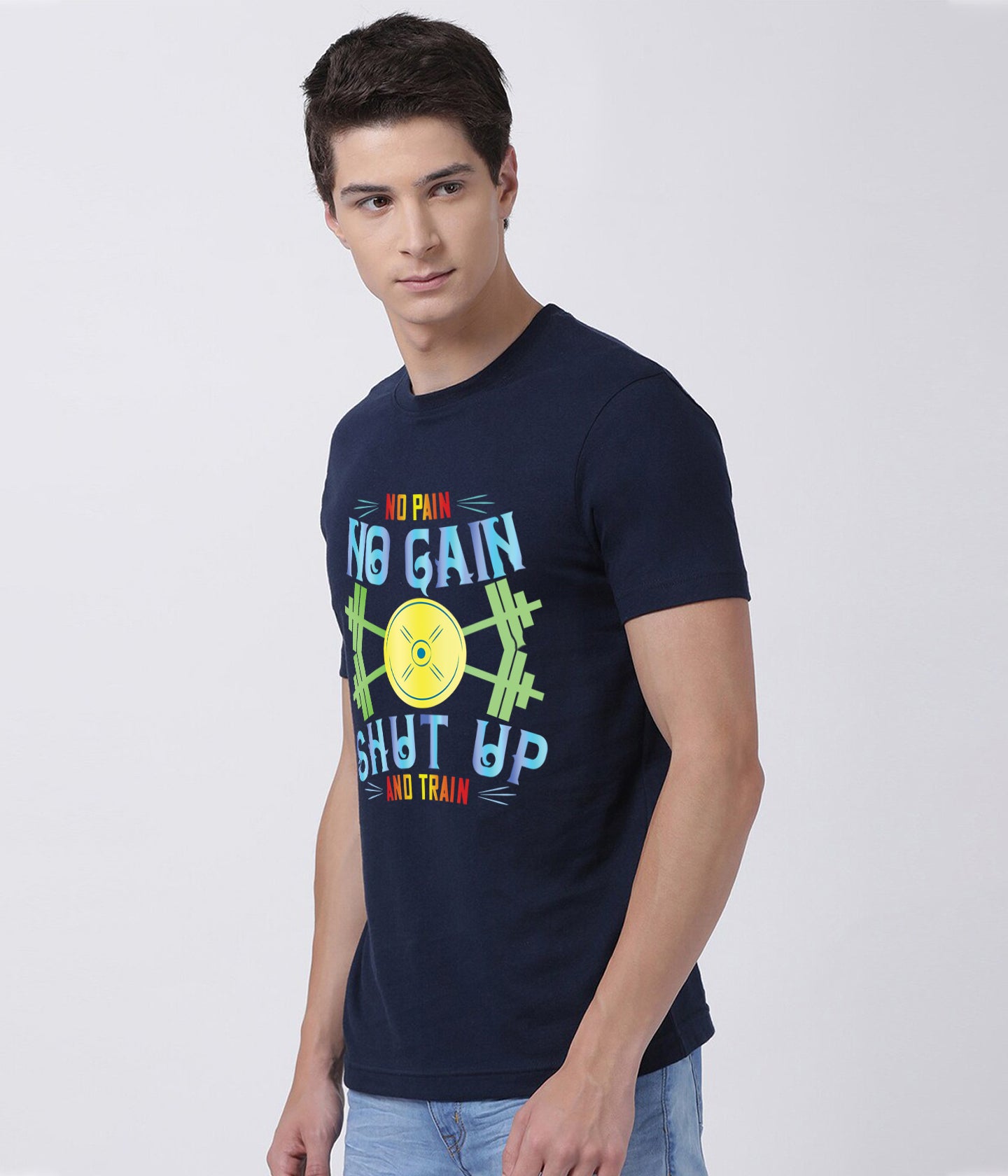 Semantic Graphic Cotton T-shirt - No Pain No Gain - Semantic