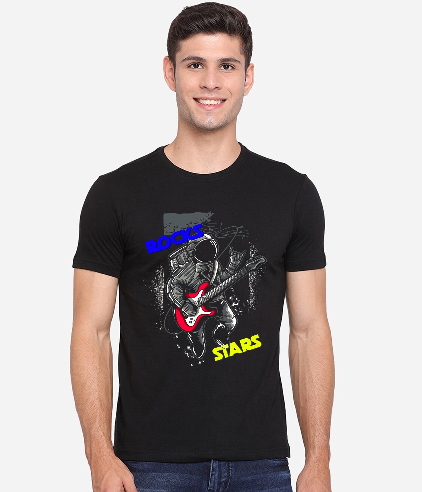 Semantic Graphic Cotton T-shirt - Rocks And Stars