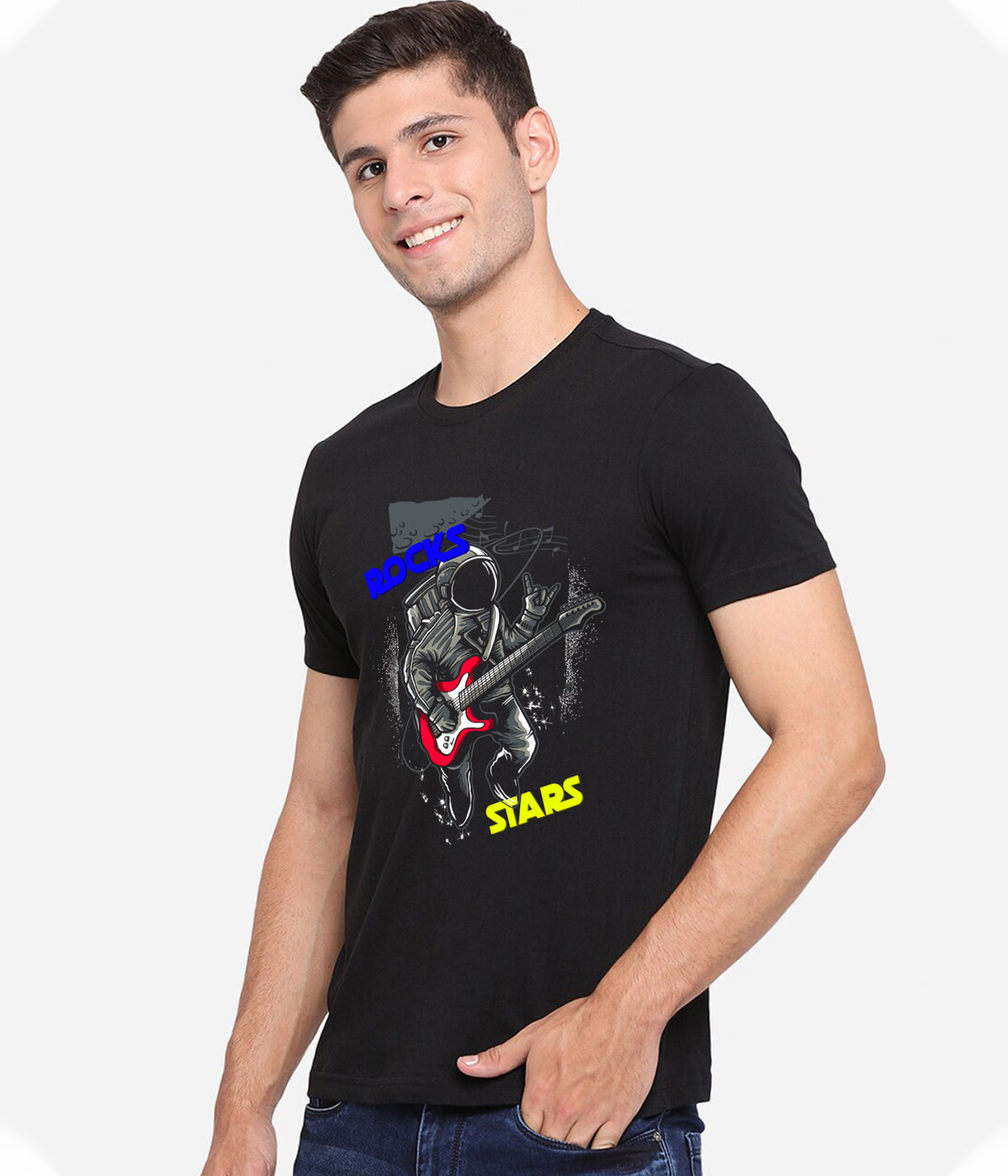 Semantic Graphic Cotton T-shirt - Rocks And Stars