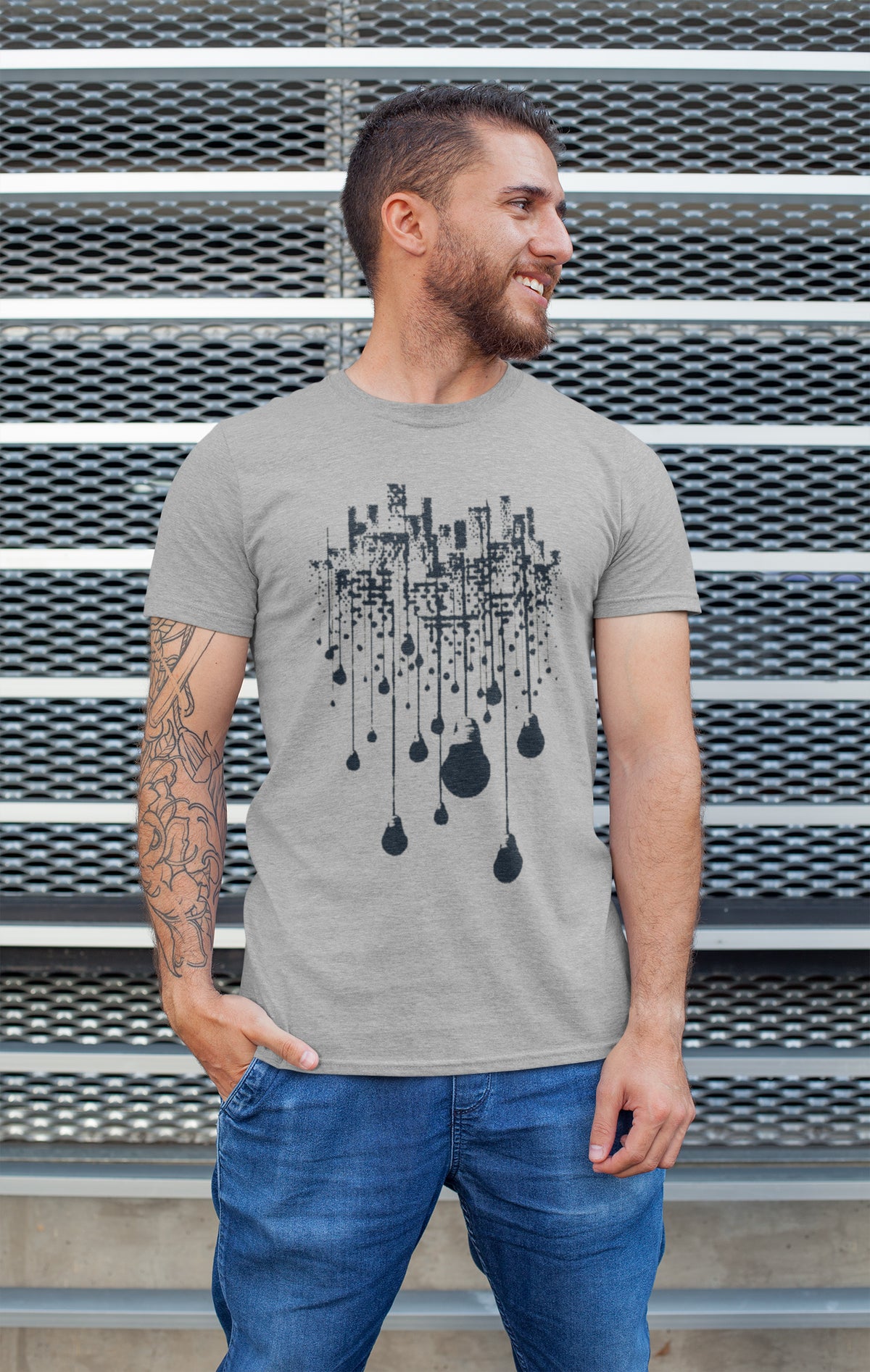 Semantic Half Sleeve Cotton T-shirt - Printed Lights