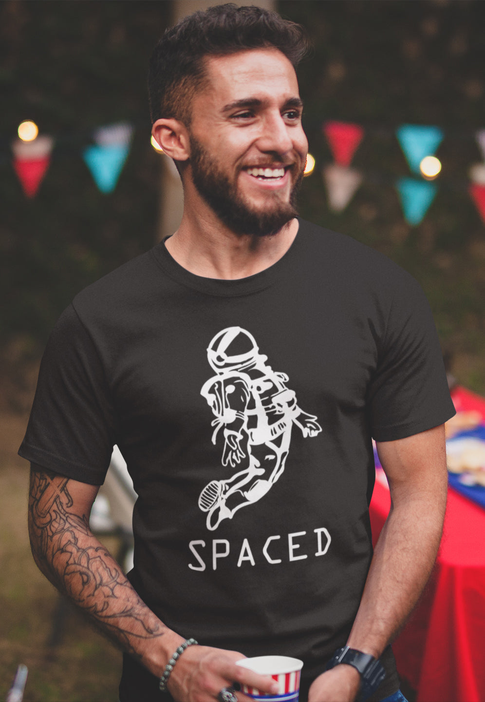 Semantic Half Sleeve Cotton T-shirt - Printed Spaced