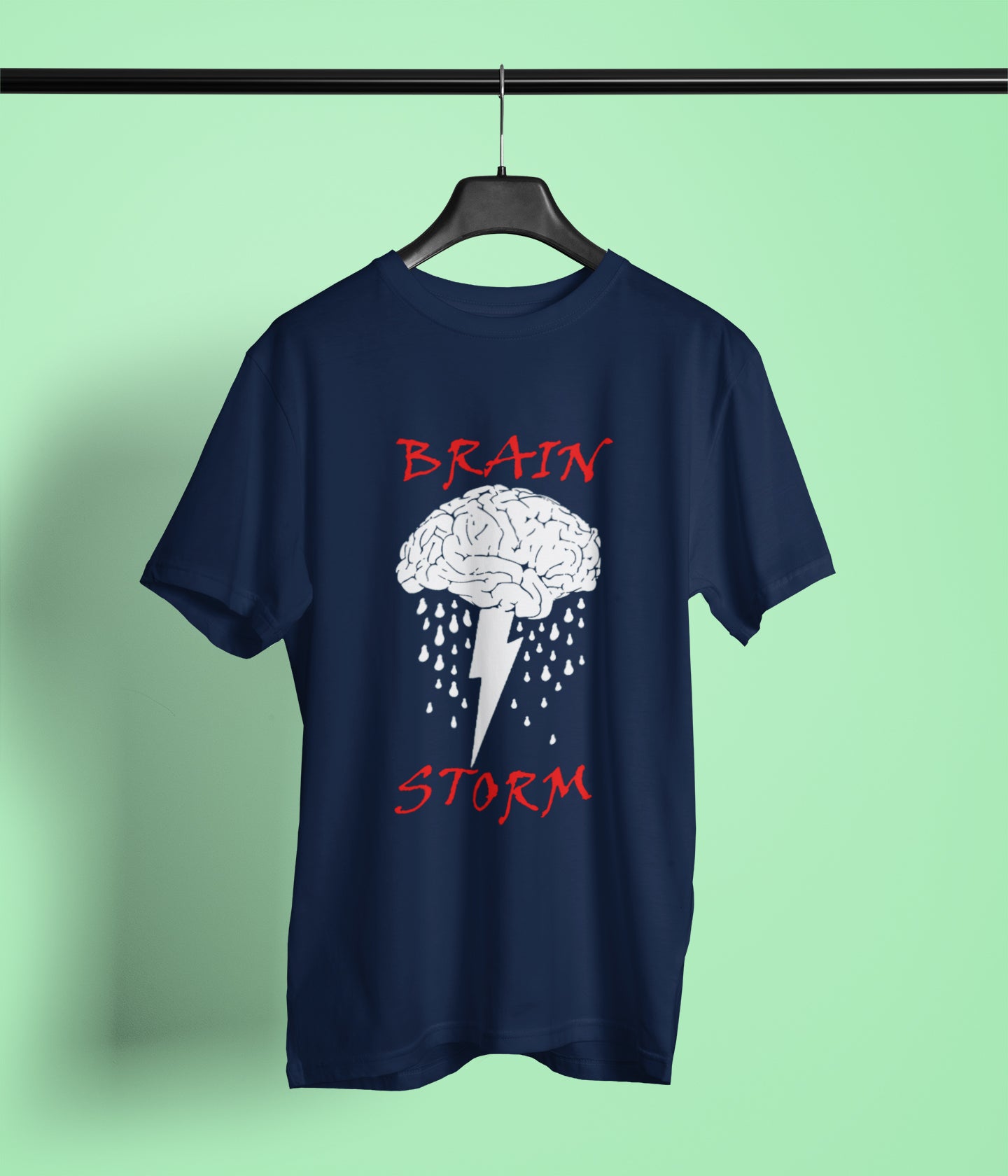 Semantic Half Sleeve Cotton T-shirt - Printed Brain Storm