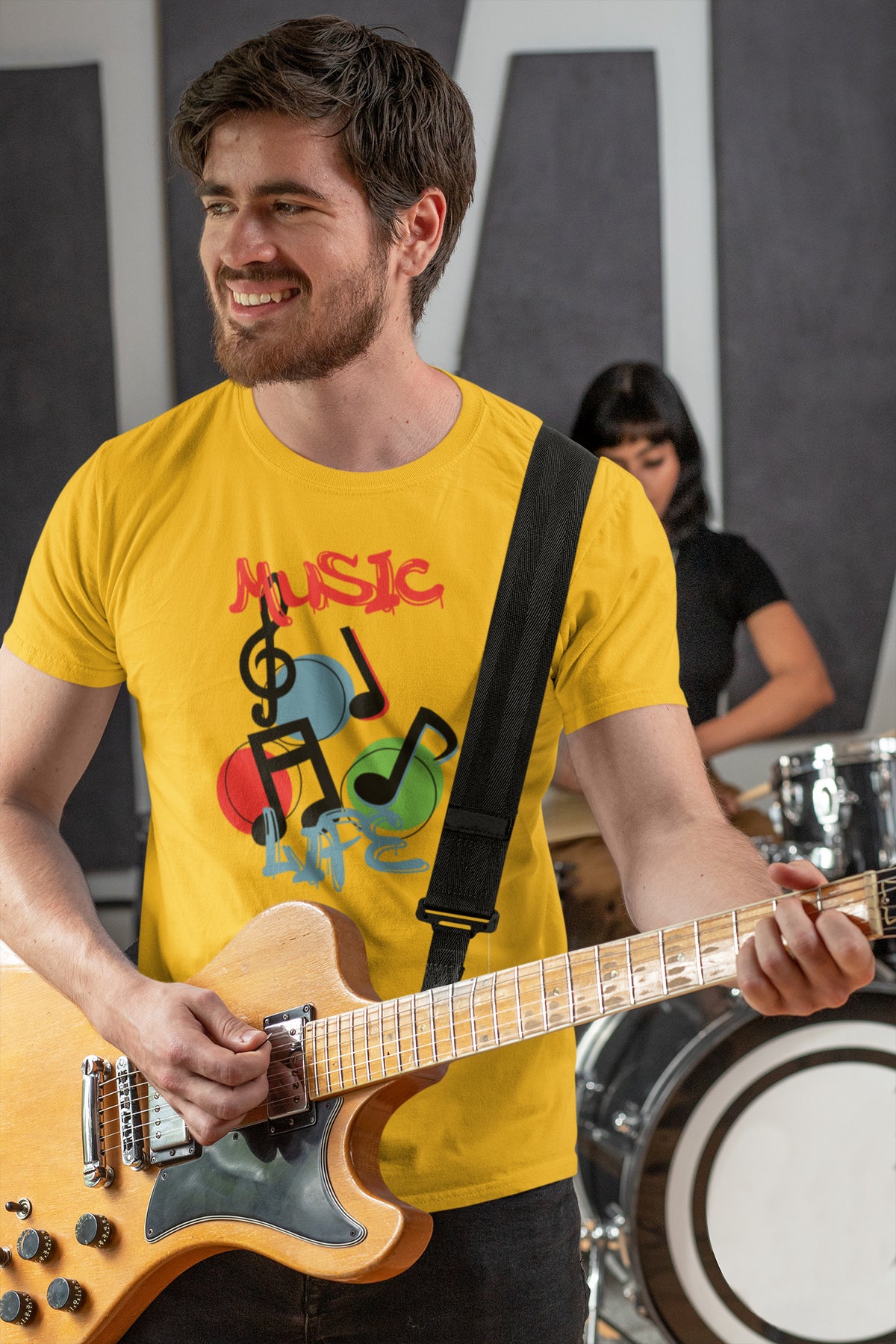 Semantic Graphic Cotton Tshirt - Music Life