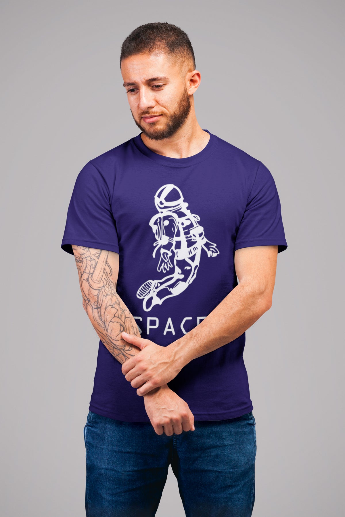 Semantic Half Sleeve Cotton T-shirt - Printed Spaced