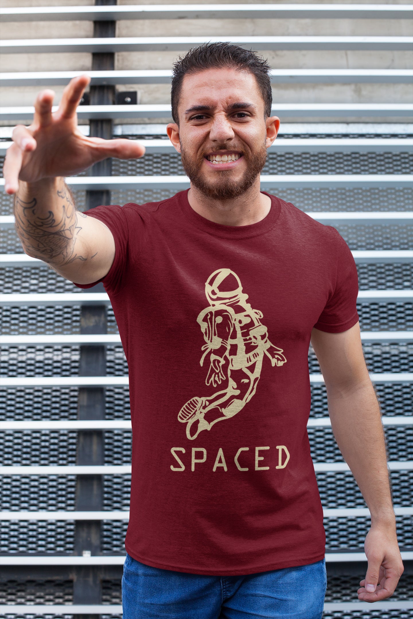 Semantic Half Sleeve Cotton T-shirt - Printed Spaced